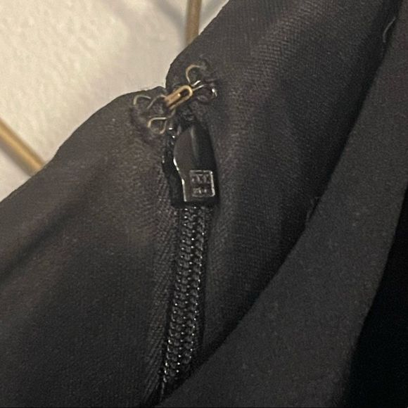 (Like New) David’s Bridal Cutout one-shoulder crepe gown with skirt slit - Picture 6 of 9